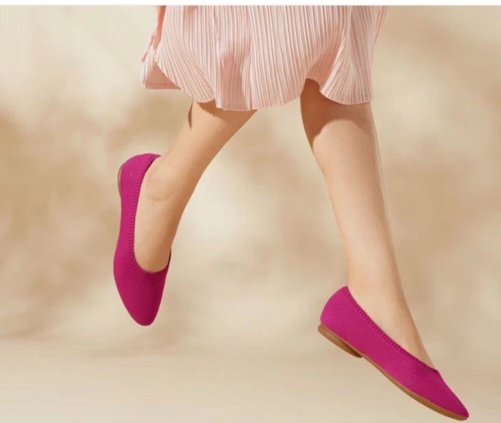 Minimalist Vivaia Tamia 2.0 Almond Toe Knit Ballet Flat Pink EU 41/9.5 US Basic
